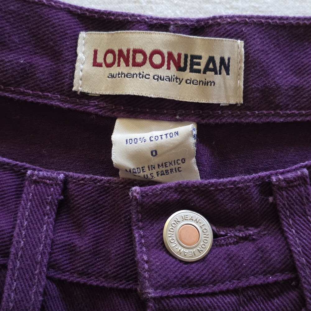 Vintage Purple Straight Leg London Jean 100% Cotton Denim Midrise Mom Jeans - Picture 7 of 10